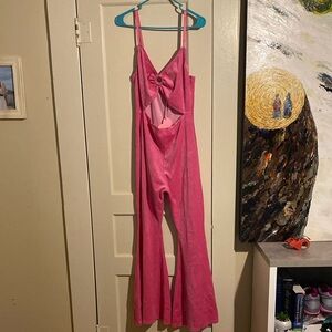 Sugar Thrillz Bubblegum Pink Velvet Jumpsuit